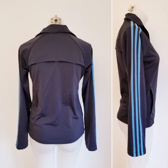 ADIDAS Jersey Track Jacket, Charcoal/Blue, S - Picture 3 of 5